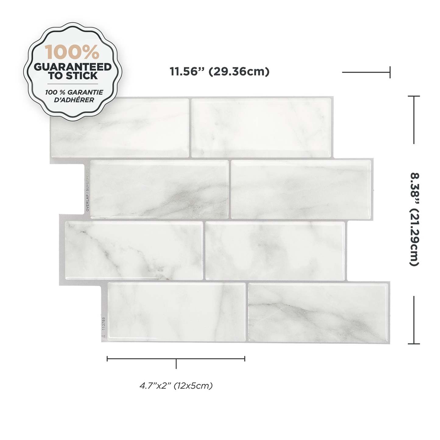 Smart Tiles peler et coller 4 feuilles 12 x 9 dosseret - Metro Carrera