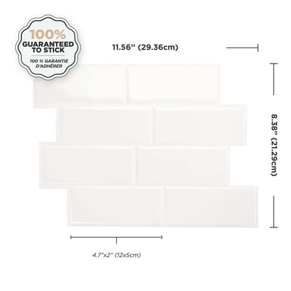 Smart Tiles peler et coller 4 feuilles 12 x 9 dosseret - Metro Blanco
