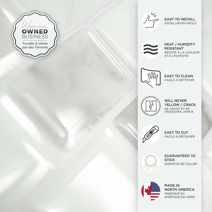 Smart Tiles peler et coller 4 feuilles 10 x 10 dosseret - Ravenna Bianco|Smart Tiles Peel and Stick 10 x 10, 4 feuilles - Ravenna Bianco