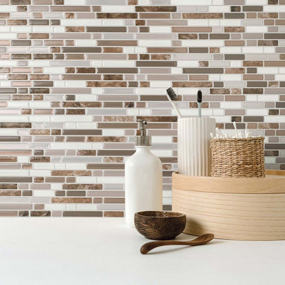 Dosseret Smart Tiles Peel and Stick 4 feuilles 10 x 10 - Bellagio Santi|Dosseret Smart Tiles peler et coller 10 x 10, 4 feuilles - Bellagio Santi