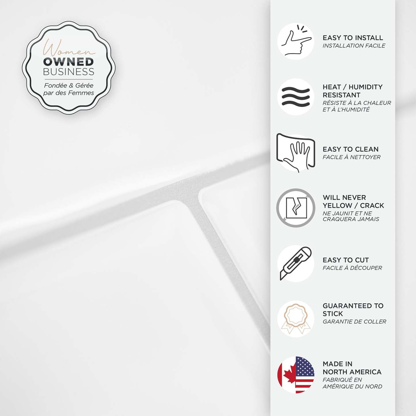 Smart Tiles peler et coller 2 feuilles 23 x 11 Dosseret - Oslo Blanc