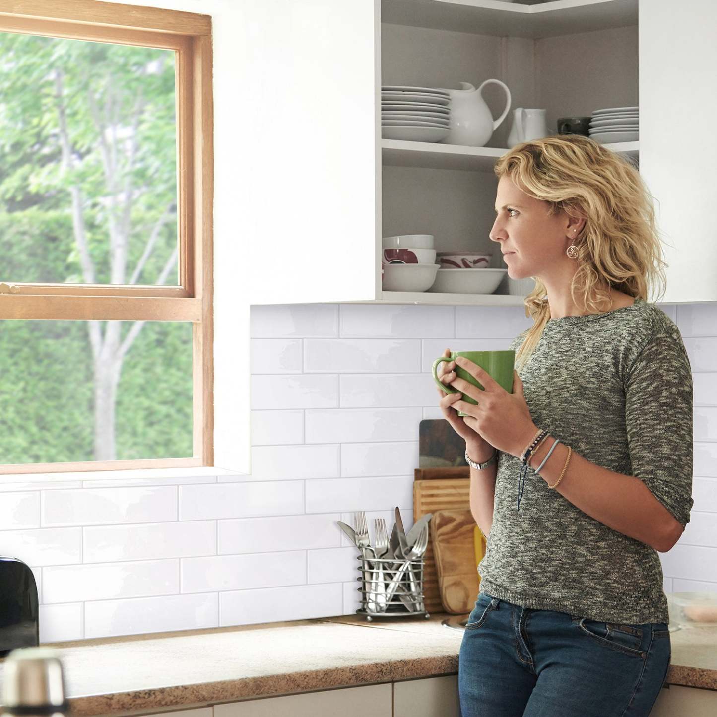 Smart Tiles peler et coller 2 feuilles 23 x 11 Dosseret - Oslo Blanc