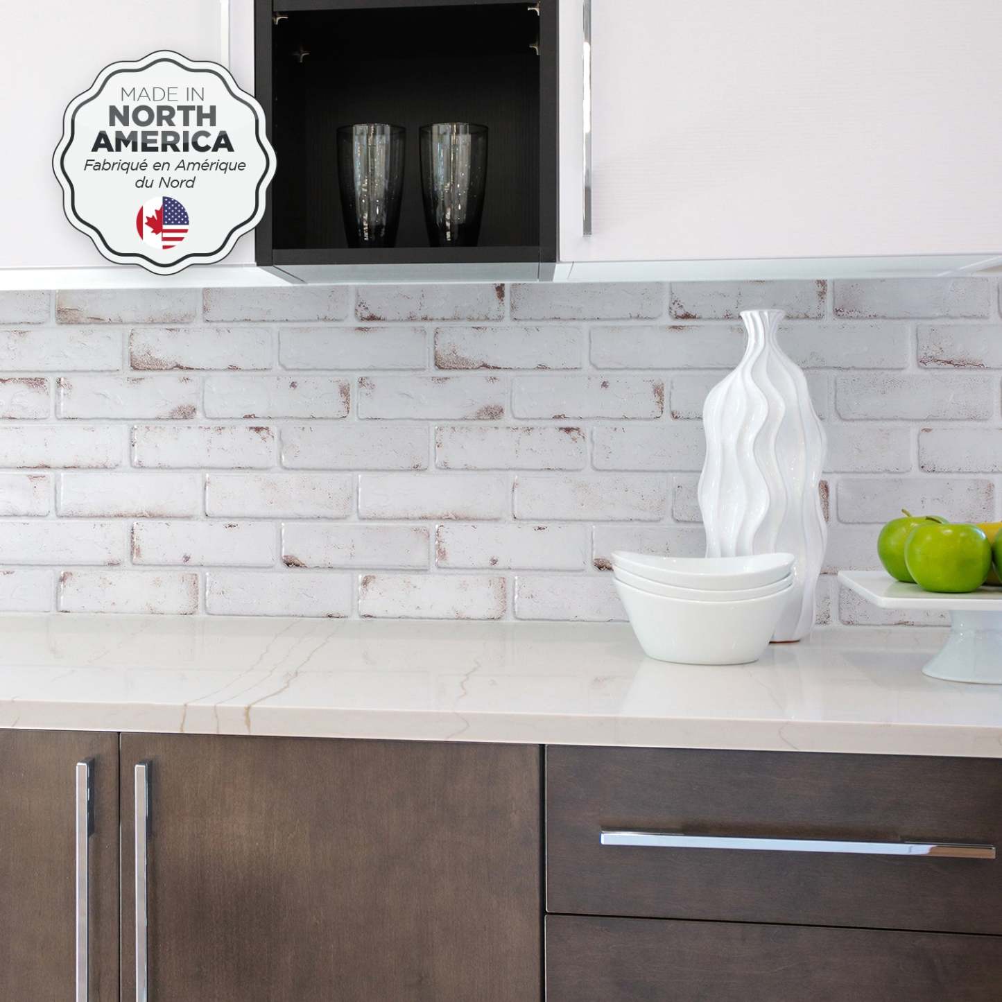 Dosseret Smart Tiles Peel and Stick 2 feuilles 21 x 11 - Brik Toscana|Dosseret Smart Tiles peler et coller 21 x 11, 2 feuilles - Brik Toscana