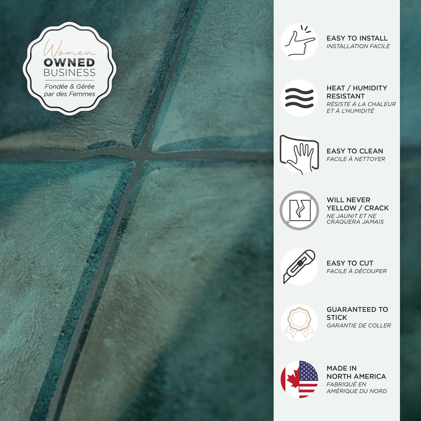 Smart Tiles peler et coller 4 feuilles 9 x 9 dosseret - Zellige Costa