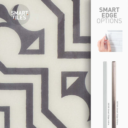 Smart Tiles peler et coller 4 feuilles 7,75 x 7,75 dosseret - Vintage Vazzini Blanco|Dosseret Smart Tiles peler et coller 7,75 x 7,75, 4 feuilles - Vintage Vazzini Blanco