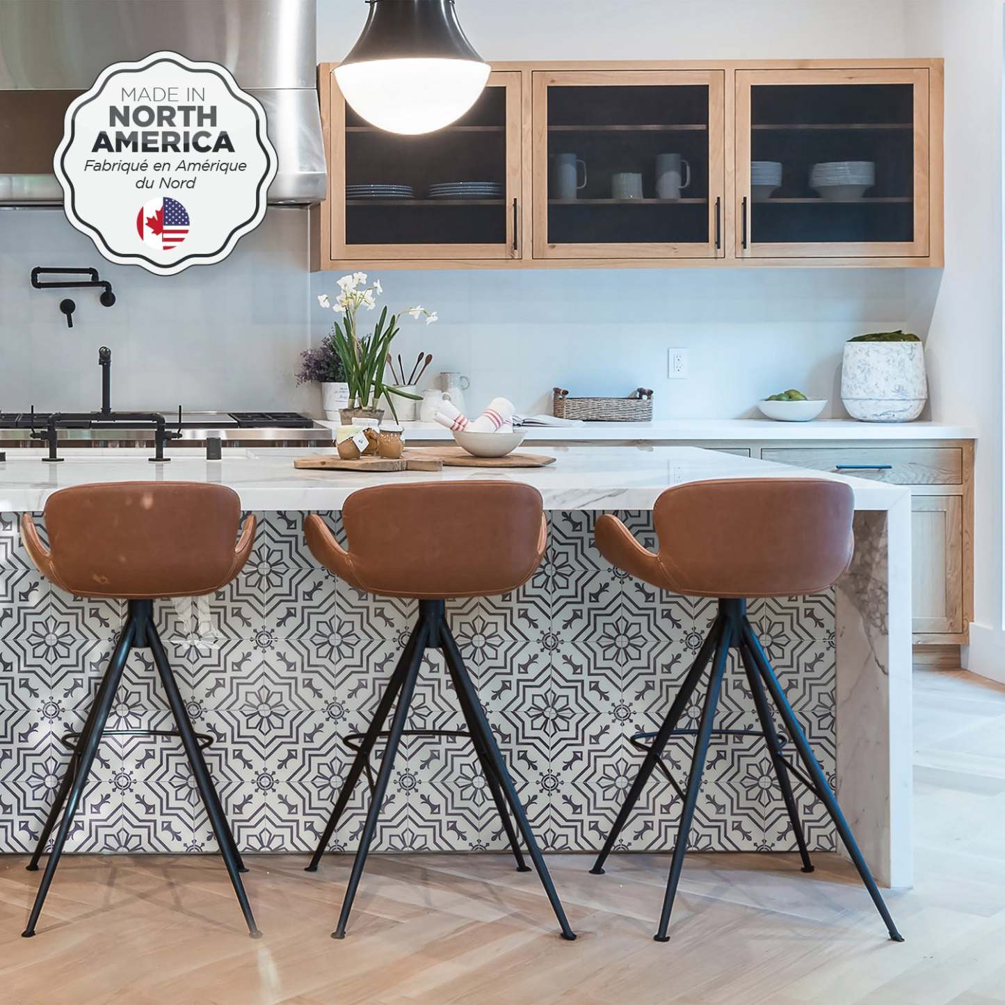 Smart Tiles peler et coller 4 feuilles 7,75 x 7,75 dosseret - Vintage Vazzini Blanco|Dosseret Smart Tiles peler et coller 7,75 x 7,75, 4 feuilles - Vintage Vazzini Blanco