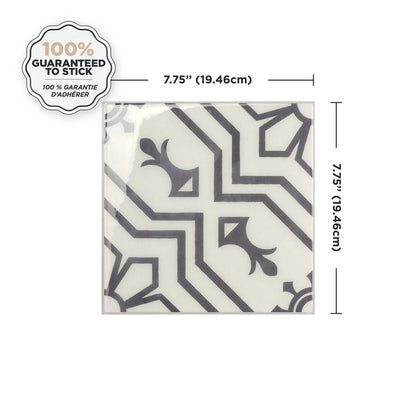 Smart Tiles peler et coller 4 feuilles 7,75 x 7,75 dosseret - Vintage Vazzini Blanco|Dosseret Smart Tiles peler et coller 7,75 x 7,75, 4 feuilles - Vintage Vazzini Blanco