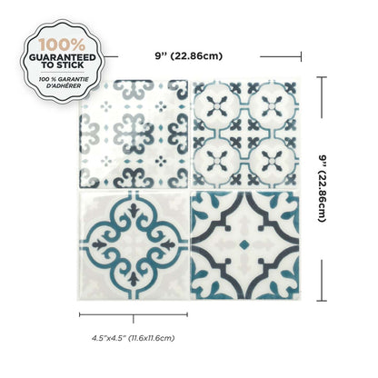 Smart Tiles peler et coller 4 feuilles 9 x 9 dosseret - Vintage Marino