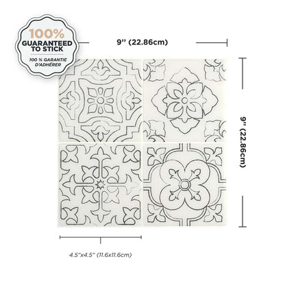 Smart Tiles Peel and Stick 4 feuilles 9 x 9 dosseret - Vintage Giotto|Smart Tiles Peel and Stick 9 x 9, 4 sheets - Vintage Giotto