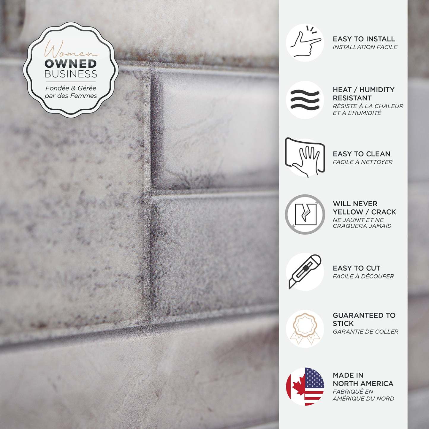 Dosseret Smart Tiles Peel and Stick 2 feuilles 23 x 11 - Pietra Pozzuoli|Dosseret Smart Tiles peler et coller 23 x 11, 2 feuilles - Pietra Pozzuoli