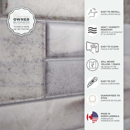 Dosseret Smart Tiles Peel and Stick 2 feuilles 23 x 11 - Pietra Pozzuoli|Dosseret Smart Tiles peler et coller 23 x 11, 2 feuilles - Pietra Pozzuoli