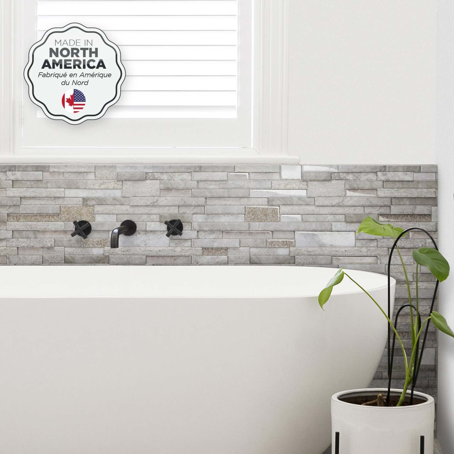 Dosseret Smart Tiles Peel and Stick 2 feuilles 23 x 11 - Pietra Pozzuoli|Dosseret Smart Tiles peler et coller 23 x 11, 2 feuilles - Pietra Pozzuoli