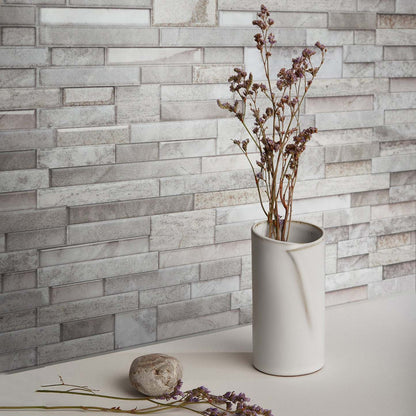 Dosseret Smart Tiles Peel and Stick 2 feuilles 23 x 11 - Pietra Pozzuoli|Dosseret Smart Tiles peler et coller 23 x 11, 2 feuilles - Pietra Pozzuoli