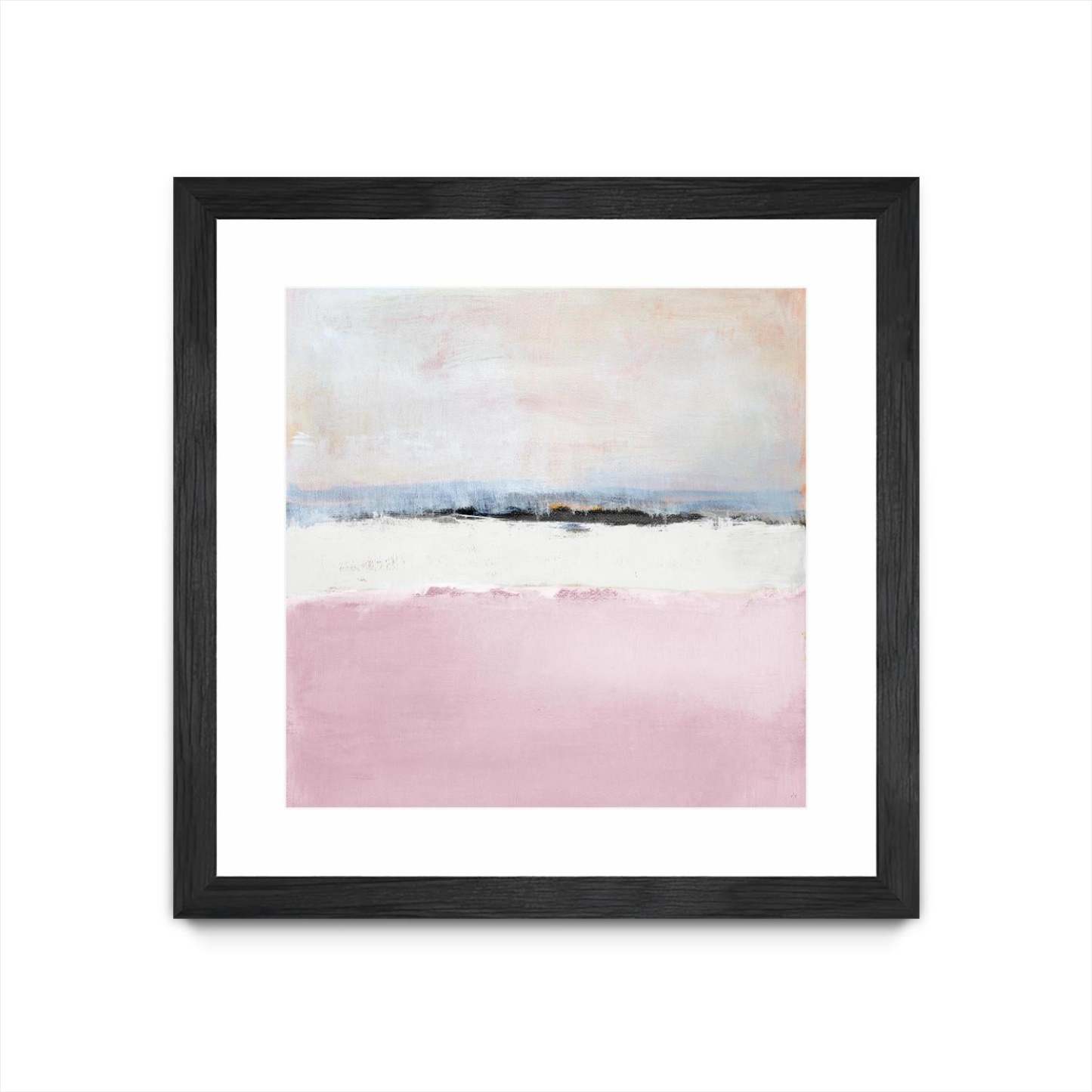 Œuvre d’art murale encadrée noire et mate « Pink Sea Abstract » 30 x 30