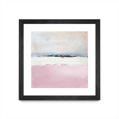 Œuvre d’art murale encadrée noire et mate « Pink Sea Abstract » 30 x 30
