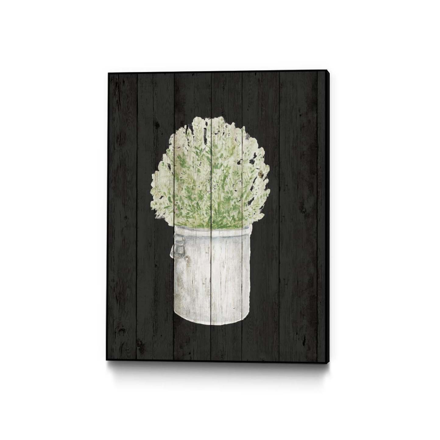 Herbs On Black Wood Ii Canvas Framed Black 18x24 Wall Art|Œuvre d'art murale sur toile encadrée noire « Herbs On Black Wood Ii » 18 x 24