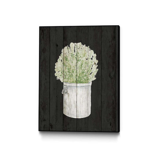 Herbs On Black Wood Ii Canvas Framed Black 30x40 Wall Art|Œuvre d'art murale sur toile encadrée noire « Herbs On Black Wood Ii » 30 x 40