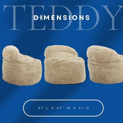 Sealy Teddy Corduroy High Density Foam Bean Bag Chair - Beige|Fauteuil poire Teddy de Sealy en velours tricoté avec à haute densité - beige