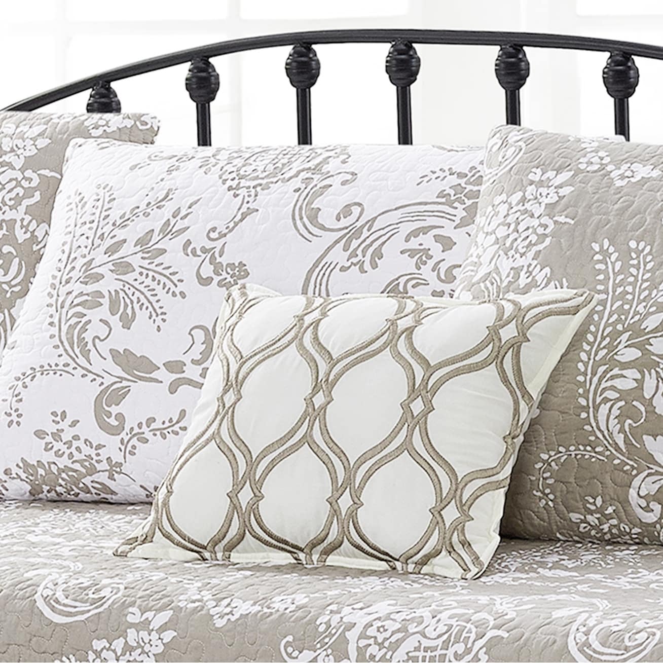 Ensemble de couvre-lit Serenta 6 pièces en mélange de coton pour lit de jour - 75 x 39