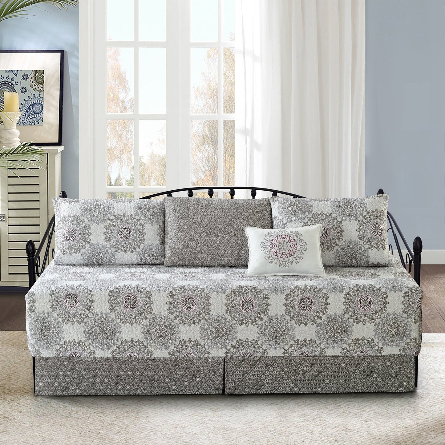 Ensemble de couvre-lit Serenta 6 pièces en mélange de coton pour lit de jour - 75 x 39