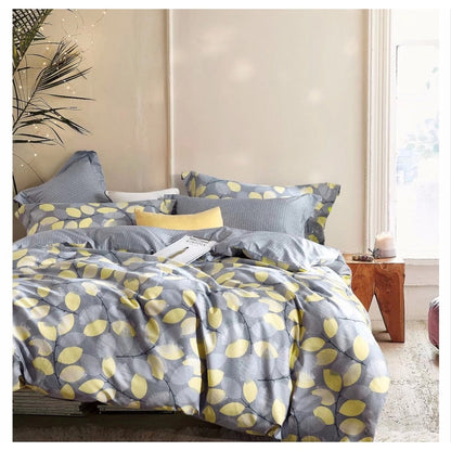 Ensemble de couette en coton à motif feuilles grises et jaunes Porch &amp; Den Woodgrove