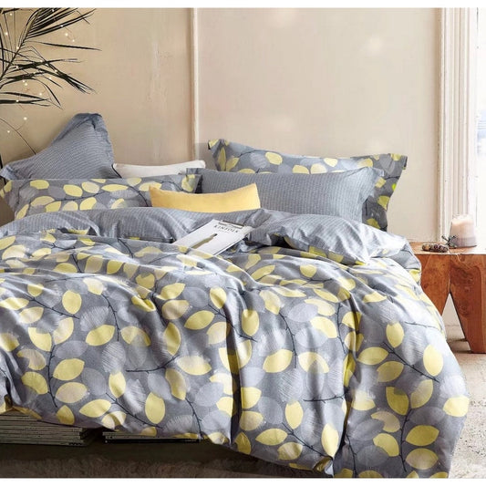 Ensemble de couette en coton à motif feuilles grises et jaunes Porch &amp; Den Woodgrove