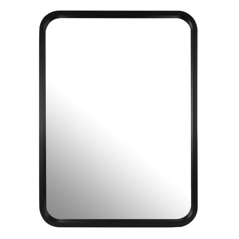 Miroir mural rectangulaire à coins arrondis de style ferme avec cadre en bois massif