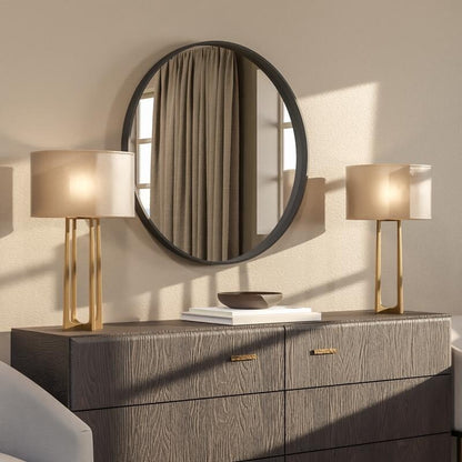 Miroir mural rond classique de style ferme avec cadre en bois