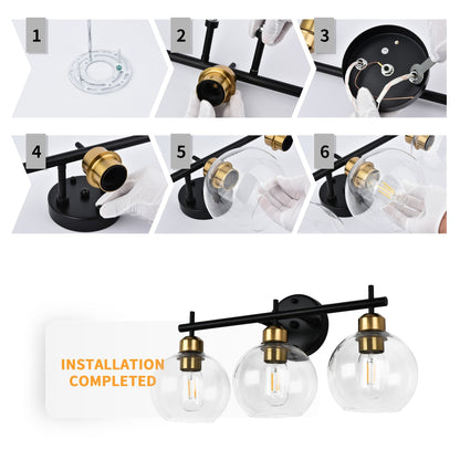 Applique murale moderne Starsky à 4 lumières avec variateur et abat-jour en verre globe