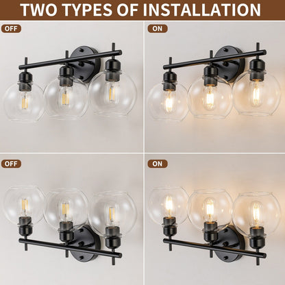 Applique murale moderne Starsky à 4 lumières avec variateur et abat-jour en verre globe