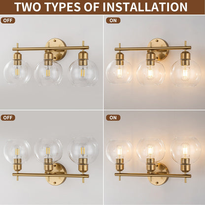 Applique murale moderne Starsky à 4 lumières avec variateur et abat-jour en verre globe