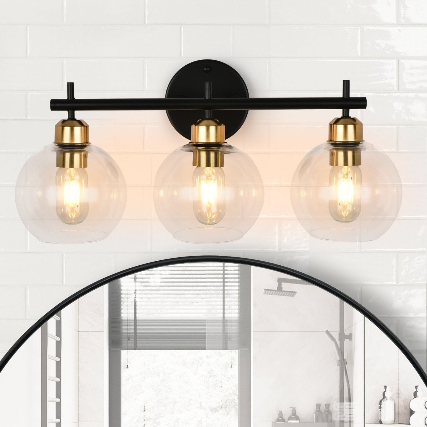 Applique murale moderne Starsky à 4 lumières avec variateur et abat-jour en verre globe