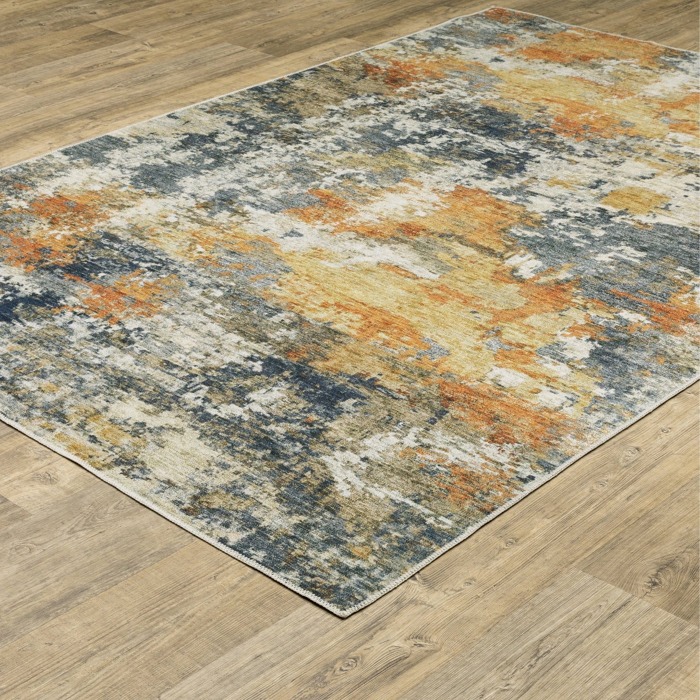 Tapis d'intérieur lavable Vista Home Marissa, style contemporain abstrait orange/bleu