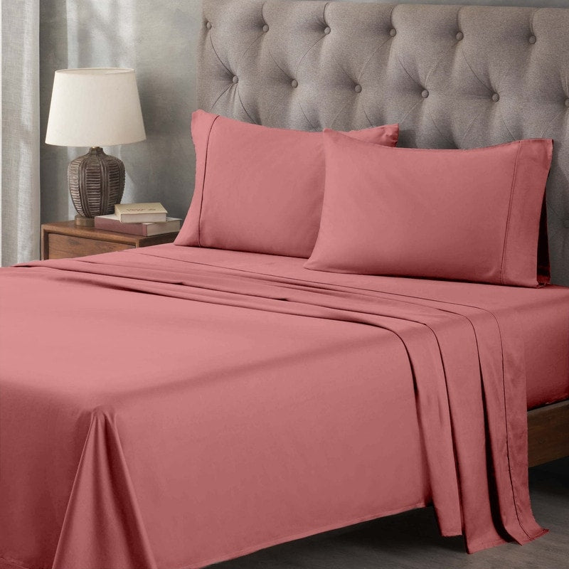Ensemble de draps-housses en coton égyptien de qualité supérieure, 400 fils, uni, à poches profondes