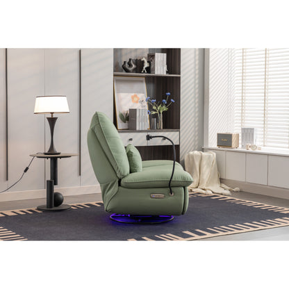 Fauteuil inclinable pivotant et électrique avec haut-parleurs Bluetooth, support de téléphone, ports de chargement USB et Type-C, rangement dissimulé des accoudoirs