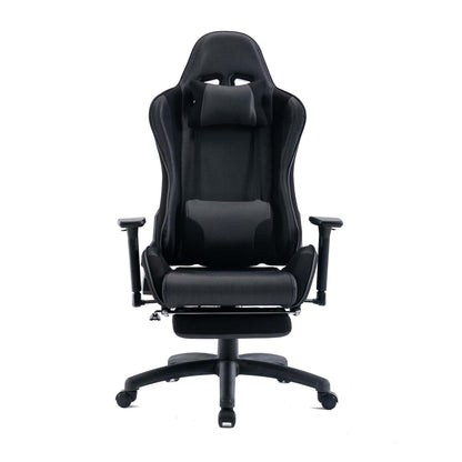 Tygerclaw Gaming Office Chair with Lumbar Pillow &amp; Leg Rest - Black|Fauteuil de jeu et de bureau TygerClaw avec coussin lombaire et repos-pieds - noir