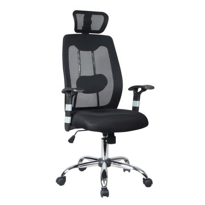 Chaise de bureau ergonomique en maille à dossier haut Tygerclaw avec appui-tête - Noir|Fauteuil de bureau ergonomique en mailles TygerClaw à dossier haut avec appuie-tête - noir