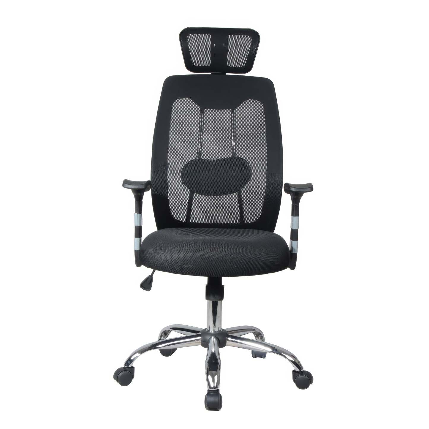 Chaise de bureau ergonomique en maille à dossier haut Tygerclaw avec appui-tête - Noir|Fauteuil de bureau ergonomique en mailles TygerClaw à dossier haut avec appuie-tête - noir