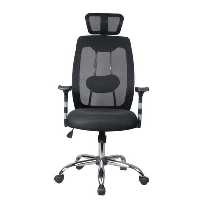 Chaise de bureau ergonomique en maille à dossier haut Tygerclaw avec appui-tête - Noir|Fauteuil de bureau ergonomique en mailles TygerClaw à dossier haut avec appuie-tête - noir