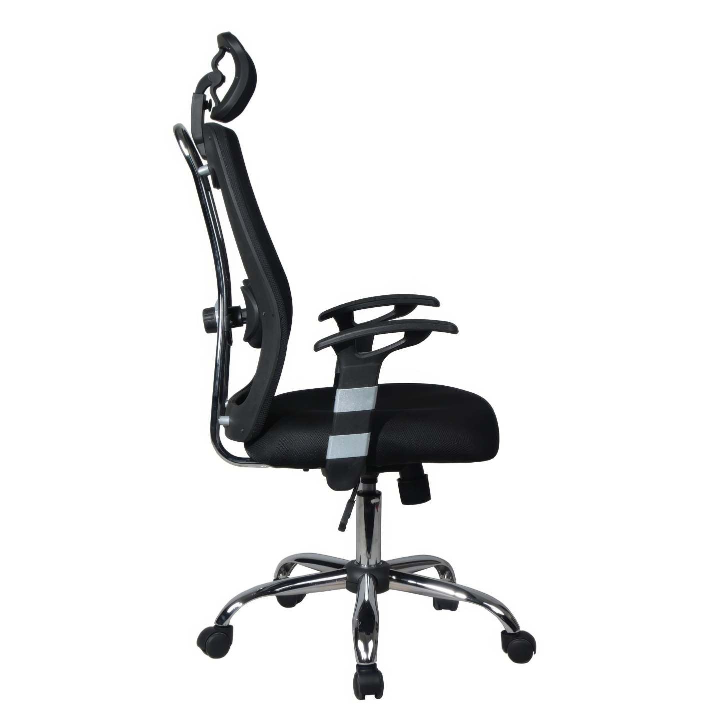 Chaise de bureau ergonomique en maille à dossier haut Tygerclaw avec appui-tête - Noir|Fauteuil de bureau ergonomique en mailles TygerClaw à dossier haut avec appuie-tête - noir