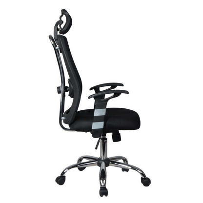 Chaise de bureau ergonomique en maille à dossier haut Tygerclaw avec appui-tête - Noir|Fauteuil de bureau ergonomique en mailles TygerClaw à dossier haut avec appuie-tête - noir