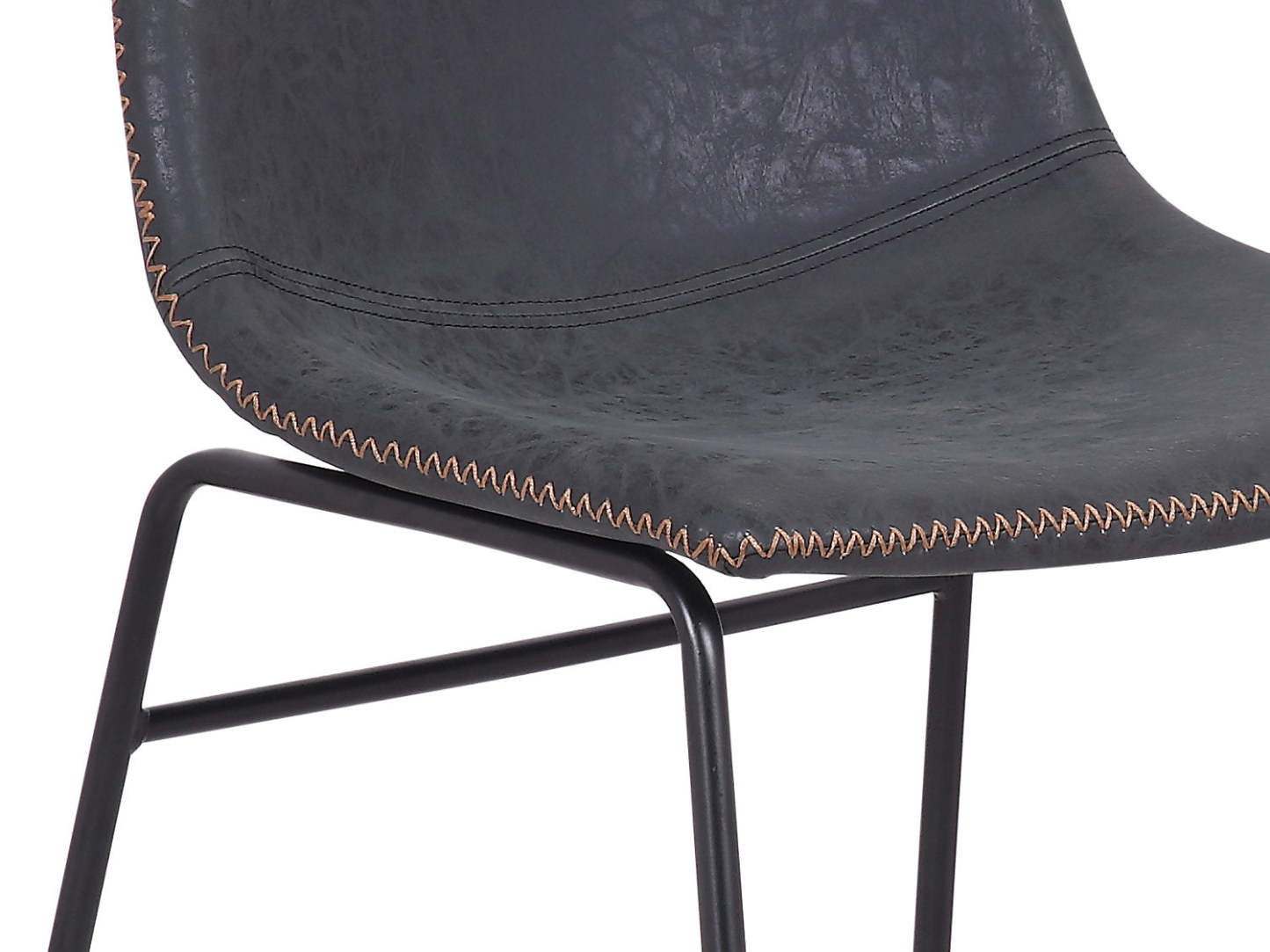 Chaise de salle à manger Tess en tissu d’apparence cuir et en métal - grise