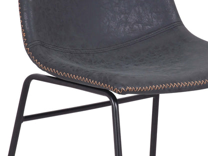 Chaise de salle à manger Tess en tissu d’apparence cuir et en métal - grise