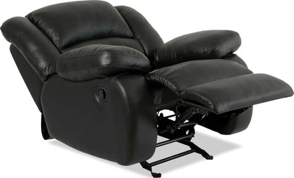 Fauteuil berçant inclinable Toreno de 42 po en cuir - véritable noir