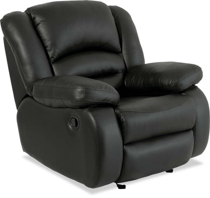 Fauteuil berçant inclinable Toreno de 42 po en cuir - véritable noir