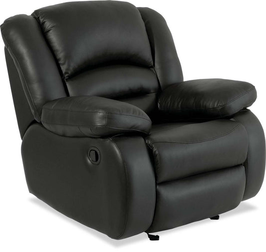 Fauteuil berçant inclinable Toreno de 42 po en cuir - véritable noir
