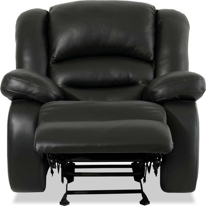 Fauteuil berçant inclinable Toreno de 42 po en cuir - véritable noir