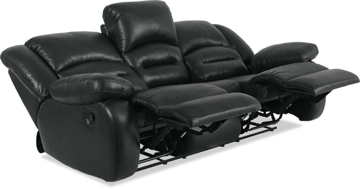 Sofa inclinable Toreno de 86 po en cuir véritable - noir
