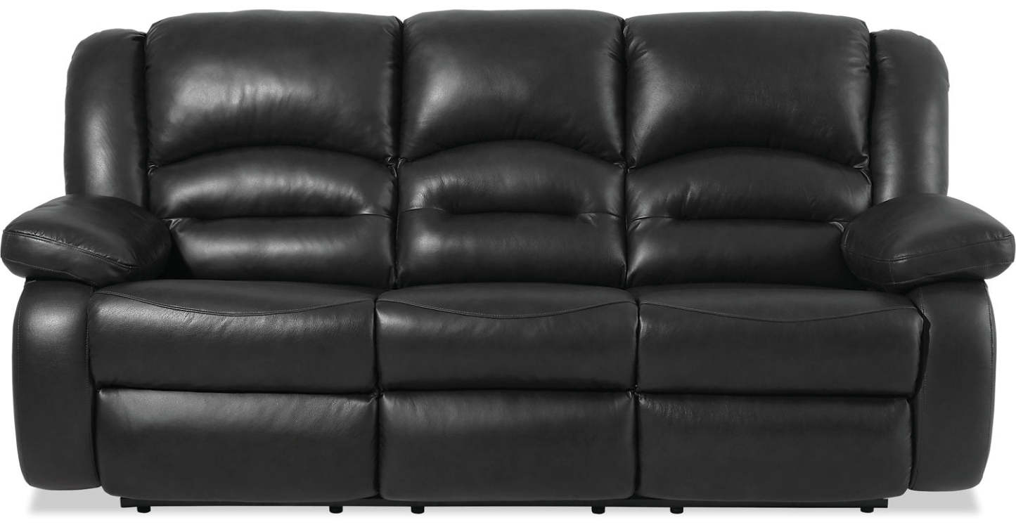 Sofa inclinable Toreno de 86 po en cuir véritable - noir