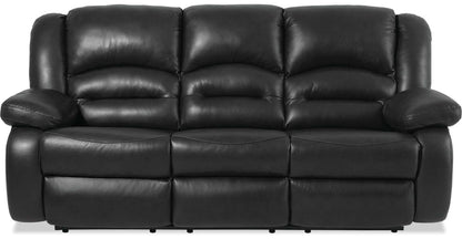 Sofa inclinable Toreno de 86 po en cuir véritable - noir